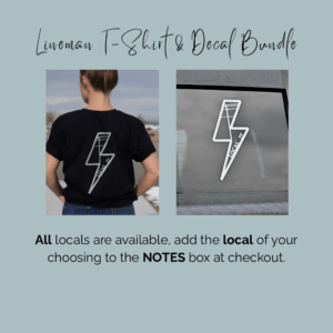 Local Lightning Bolt Lineman T-Shirt & Decal Bundle | All Locals Available