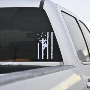 Patriotic Lineman Flag Decal