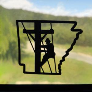 State Outline Lineman Silhouette Decal | All States Available